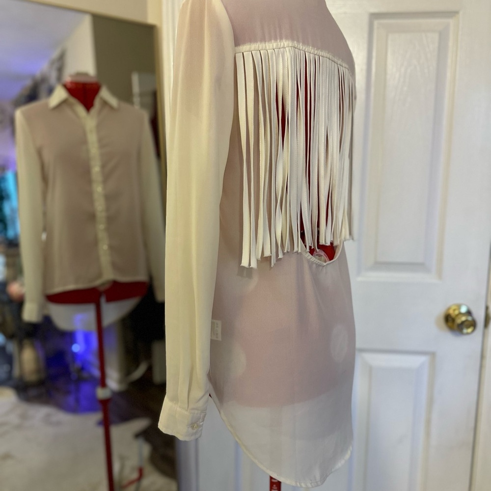 Chic Sheer Fringe Blouse